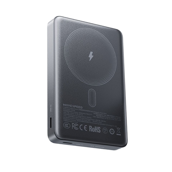 Sạc dự phòng từ tính Movespeed MSP08 PRO 22.5W 10000mAh Tích hợp Type C (Công Nghệ Semi-solid Không Cháy Nổ) - Grey
