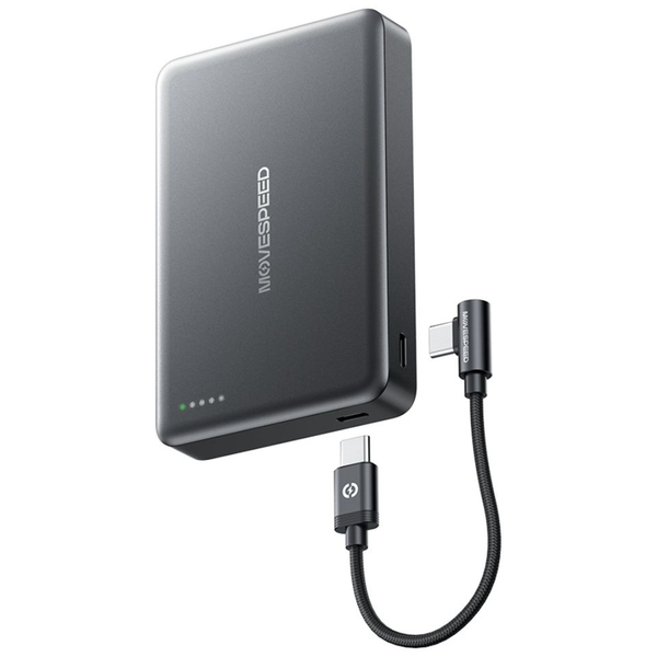 Sạc dự phòng từ tính Movespeed MSP08 PRO 22.5W 10000mAh Tích hợp Type C (Công Nghệ Semi-solid Không Cháy Nổ) - Grey