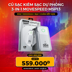 Củ sạc kiêm sạc dự phòng 3-in-1 Movespeed MSP13 | 35W | 10000mAh | Bạc
