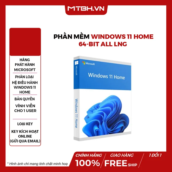 Phần mềm Microsoft WINDOWS HOME 11 64-bit All Lng PK Lic Online DwnLd NR KW9-00664 (Key ESD gửi Mail) - Chính hãng