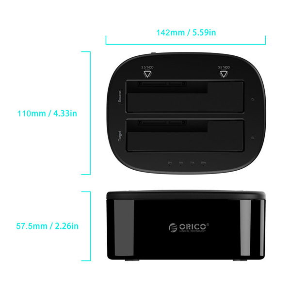 Dock ổ cứng ORICO 6228US3-C USB 3.0 (2 khe cắm)