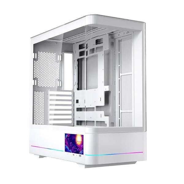 Case Leopard Ac-02 Hồ Cá Kính Cong LCD White (No Fan)