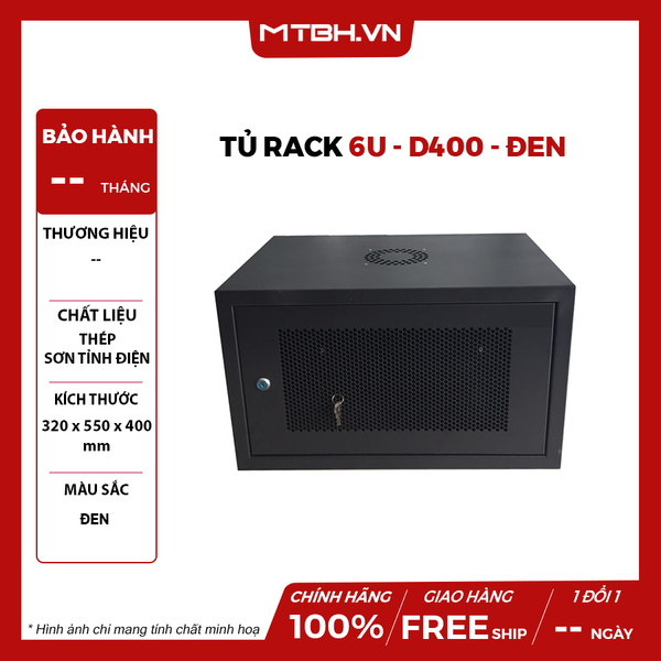 TỦ RACK 6U - D400 - Đen