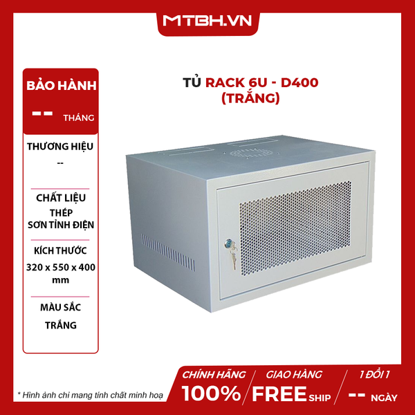 TỦ RACK 6U - D400 - TRẮNG