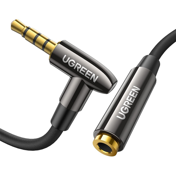 Cáp nối dài âm thanh AUX 3.5mm TRRS bẻ bóc 90 độ dài 2M Ugreen 20495 (Hỗ trợ MIC)