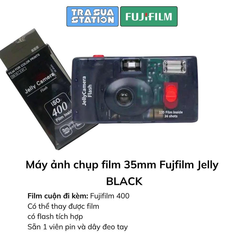 Jelly camera, film camera, Camera film 35mm, Fujifilm, máy ảnh film màu đen