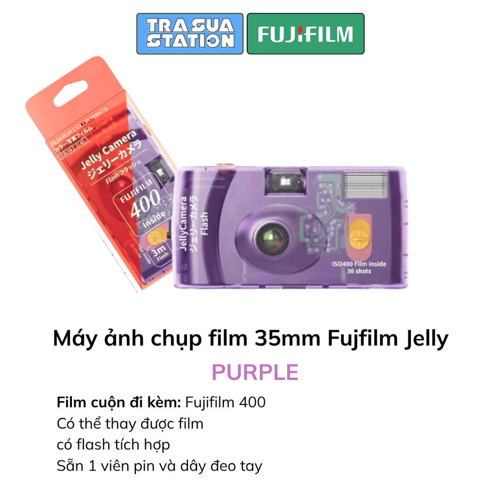 Jelly camera, film camera, Camera film 35mm, Fujifilm, máy ảnh film màu tím