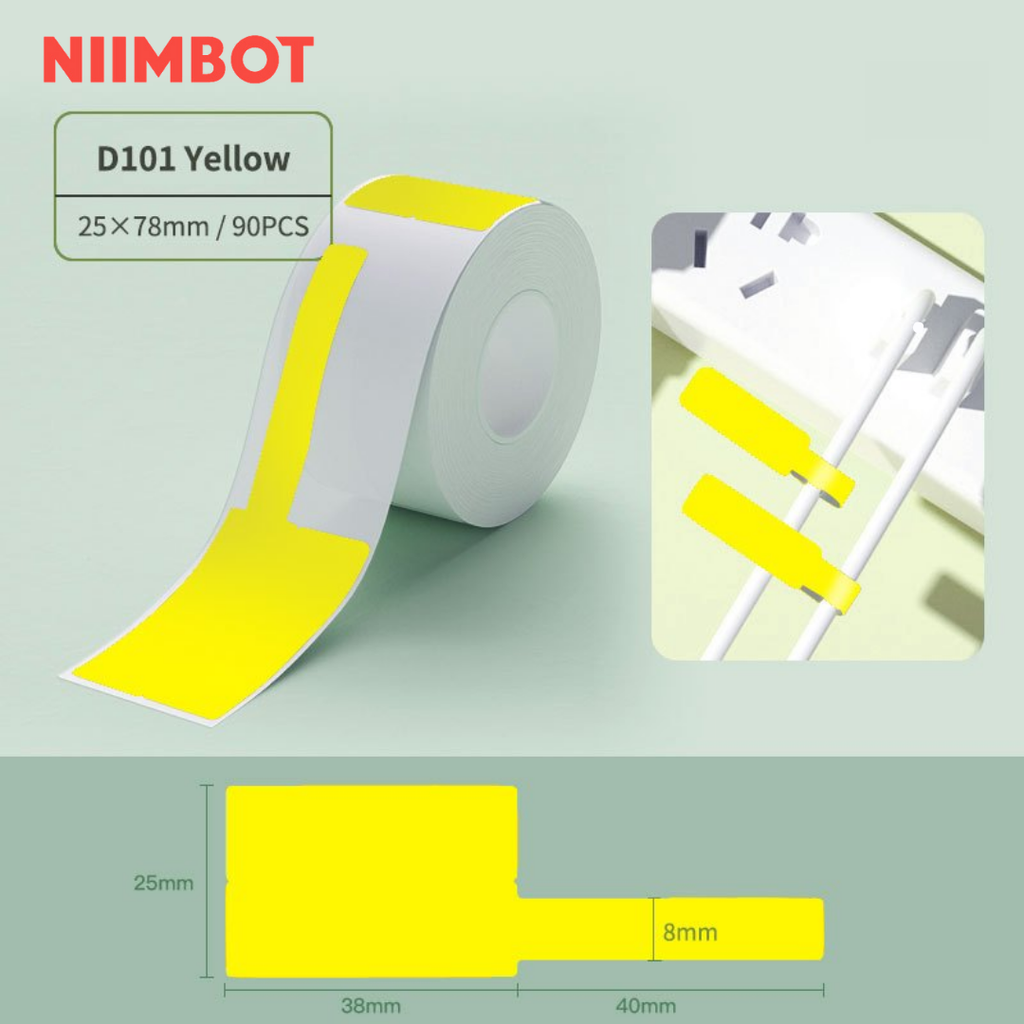 [ST] - Niimbot Label - B series (B1 - B21) - over 25mm - T25*38+40 - 100 Yellow Cable