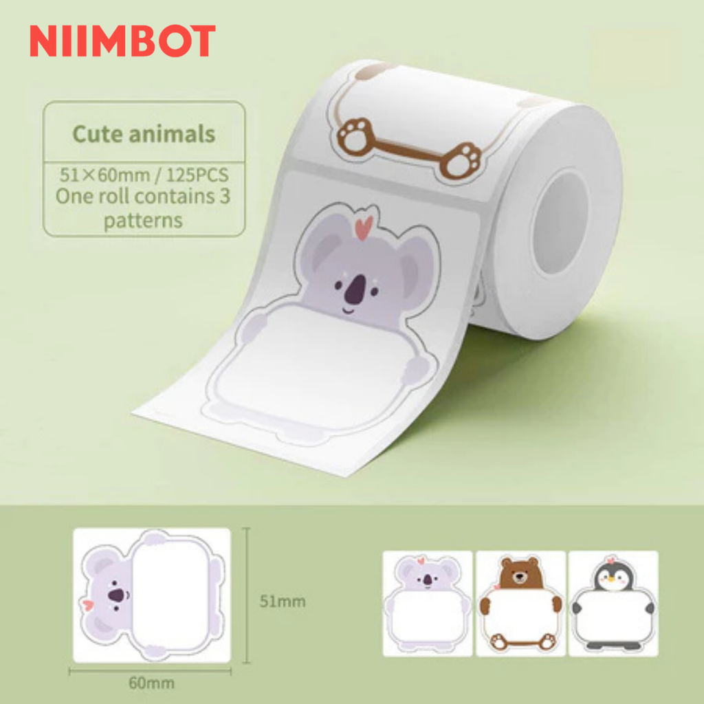 [ST] - Niimbot Label - B series (B1 - B21) - over 25mm - T51*60-125 Note gấu tím
