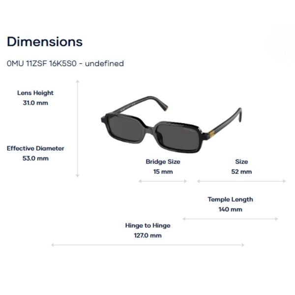 Miu Miu 0MU 11ZSF Kính Mát Chữ Nhật – Tem Chính Hãng Luxottica