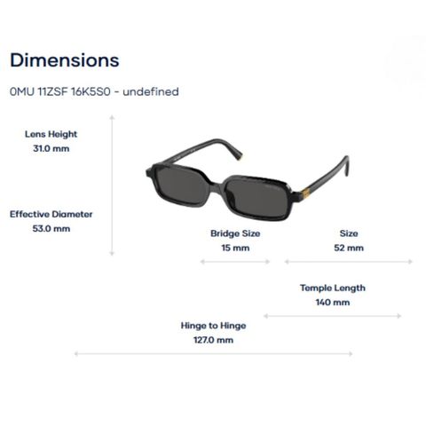  Miu Miu 0MU 11ZSF Kính Mát Chữ Nhật – Tem Chính Hãng Luxottica 