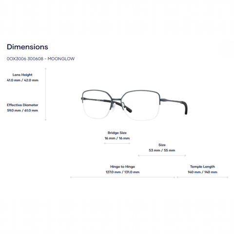  Oakley 0OX3006 Moonglow Gọng Kính Nửa Khung – Tem Chính Hãng Luxottica 