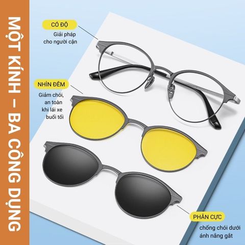  Clip On Snap 9303 - Kính Râm Cận Bộ 2 Kẹp Kính 