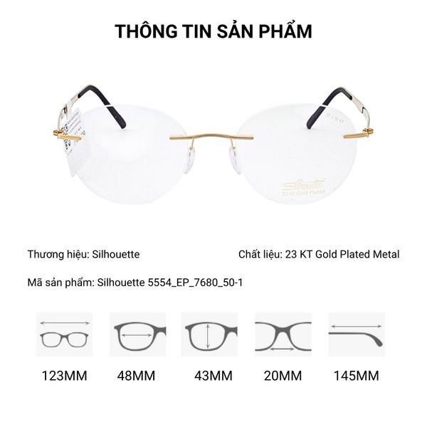 Silhouette Venture 5554 Kính Không Gọng Mạ Vàng 23K