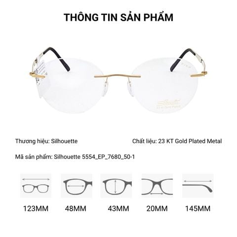  Silhouette Venture 5554 Kính Không Gọng Mạ Vàng 23KT – Tem Chính Hãng 101 
