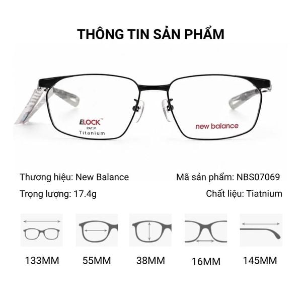 Gọng Kính Thể Thao Titanium New Balance NBS07069 - Tem Chính Hãng