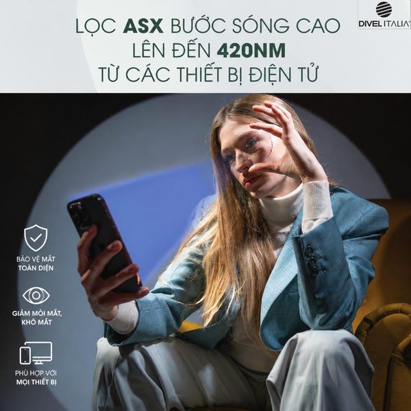 Tròng Kính Chống Ánh Sáng Xanh Divel Italia Asp 1.56 Blue Natural Aria