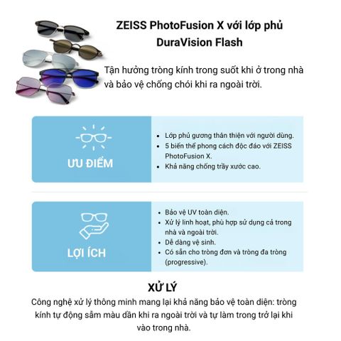  Zeiss SmartLife PhotoFusion X DuraVision Flash Kính Đơn Tròng Đổi Màu Tích Hợp BlueGuard 