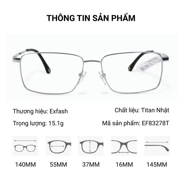  Gọng Kính Titan Nhật Exfash EF83278T – Tem Chính Hãng 101 