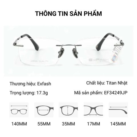  Kính Không Gọng Titan Nhật Exfash EF34249JP – Tem Chính Hãng 101 