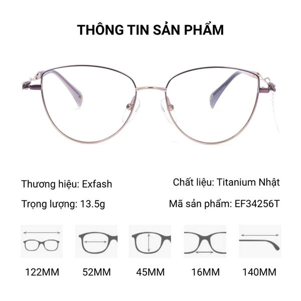 Exfash EF34256T Cat Eye Gọng Kính Titanium Nhật - Chính Hãng 101
