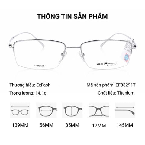  Gọng Kính Nửa Khung Exfash EF83291T - Tem Chính Hãng 101 