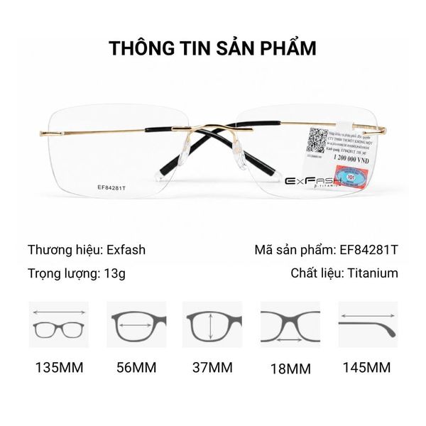 ExFash EF84281T Kính Không Gọng – Tem Chính Hãng 101