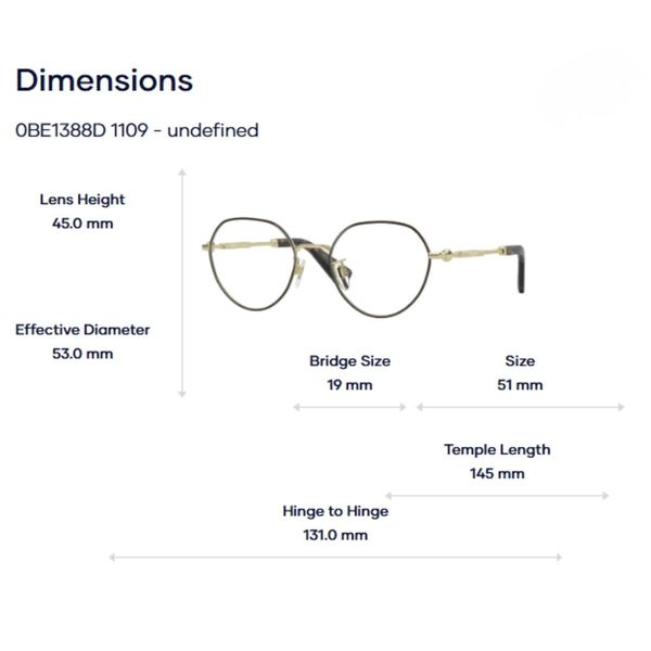 Gọng Kính Tròn Burberry 0BE1388D  – Tem Chính Hãng Luxottica