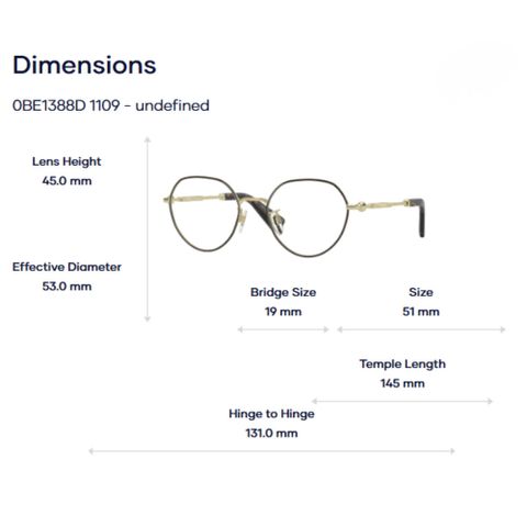  Gọng Kính Tròn Burberry 0BE1388D  – Tem Chính Hãng Luxottica 