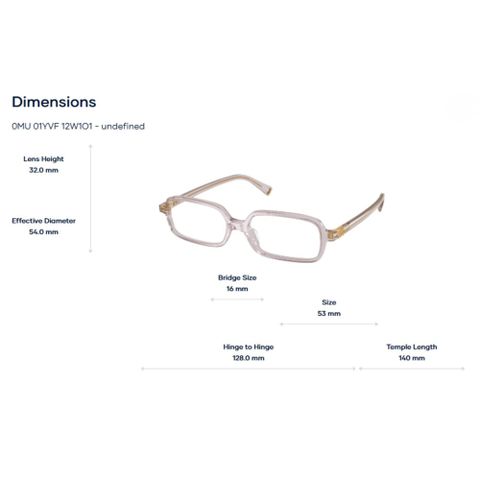  Miu Miu 0MU 01YVF Gọng Kính Chữ Nhật – Tem Chính Hãng Luxottica 