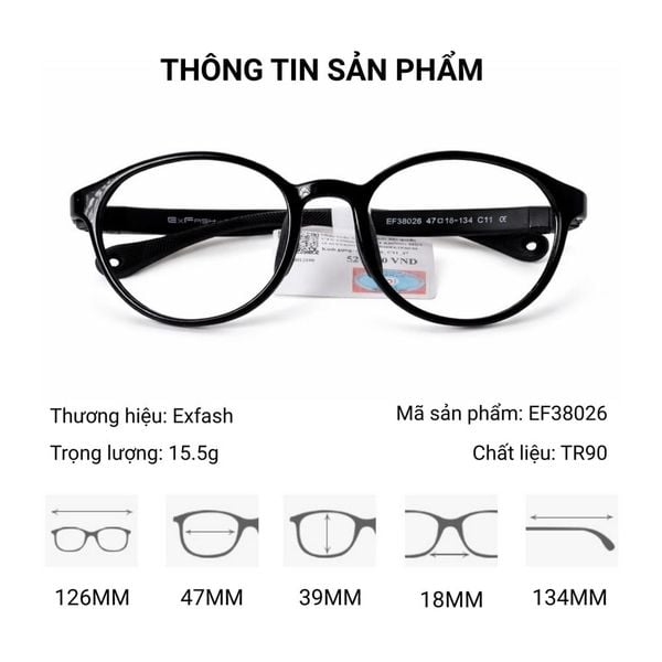 Gọng Kính Trẻ Em Exfash EF38026 Chính Hãng