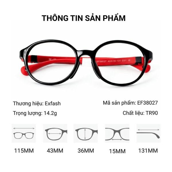 Gọng Kính Trẻ Em Exfash EF38027 Chính Hãng