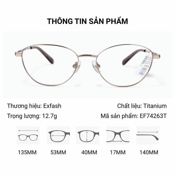 Gọng Kính Mắt Mèo Exfash EX74263T Titanium Nhật – Tem Chính Hãng 101