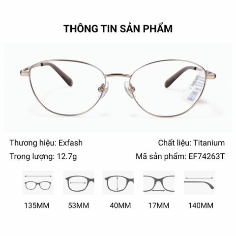  Gọng Kính Mắt Mèo Exfash EF74263T Titanium – Tem Chính Hãng 101 