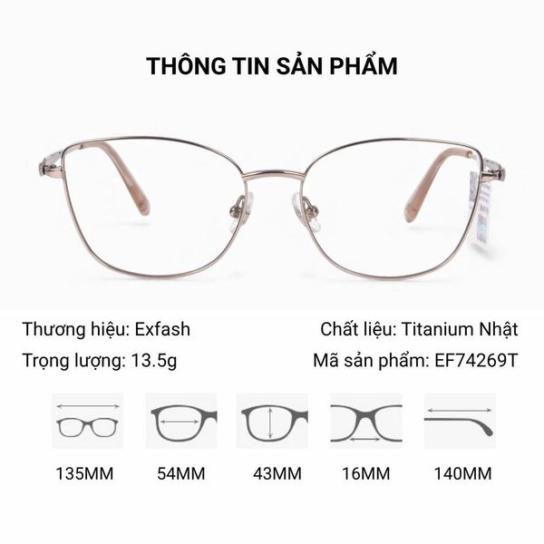 Gọng Kính Mắt Mèo Titanium Nhật Exfash EF74269T – Tem Chính hãng 101