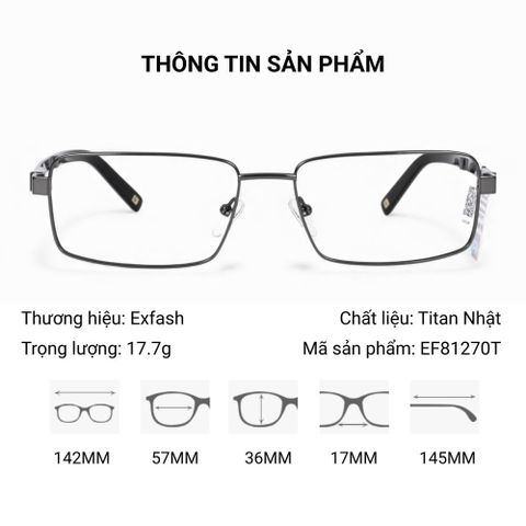  Exfash EF81270T Titanium Chữ Nhật Gọng Kính – Tem Chính Hãng 101 