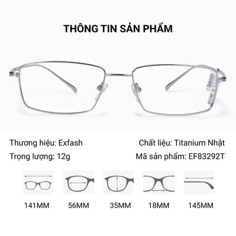  Gọng Kính Chữ Nhật Titan Exfash EF83292T – Tem Chính Hãng 101 