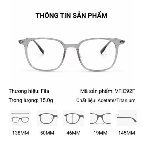  Gọng Kính Fila VFIC92F – Tem Chính Hãng 101 