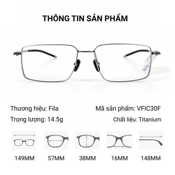  Gọng Kính Fila VFID30F – Tem Chính Hãng 101 