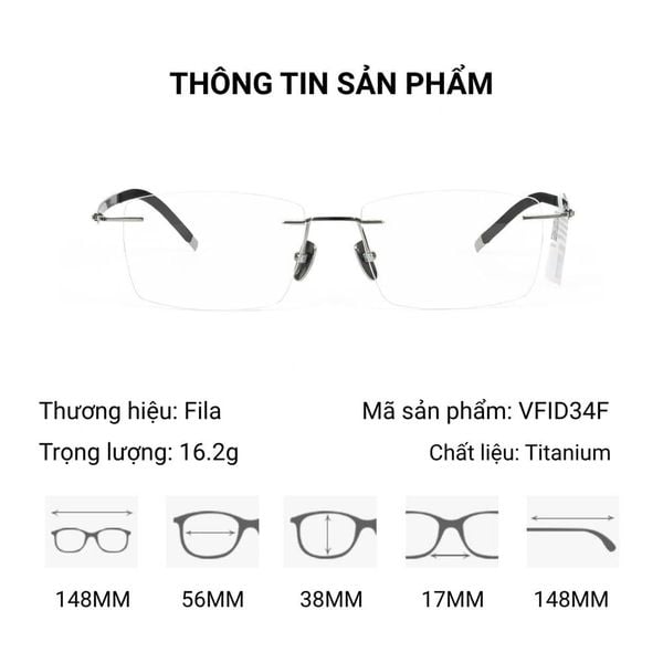 Kính Không Gọng Fila VFIC34F – Tem Chính Hãng 101
