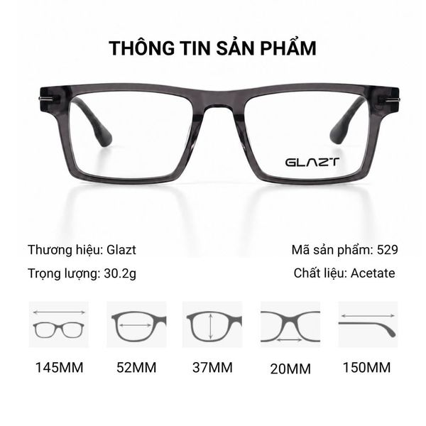 Gọng Kính Vuông Glazt 529