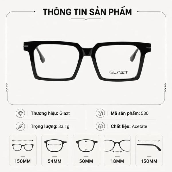 Gọng Kính Vuông Glazt 530