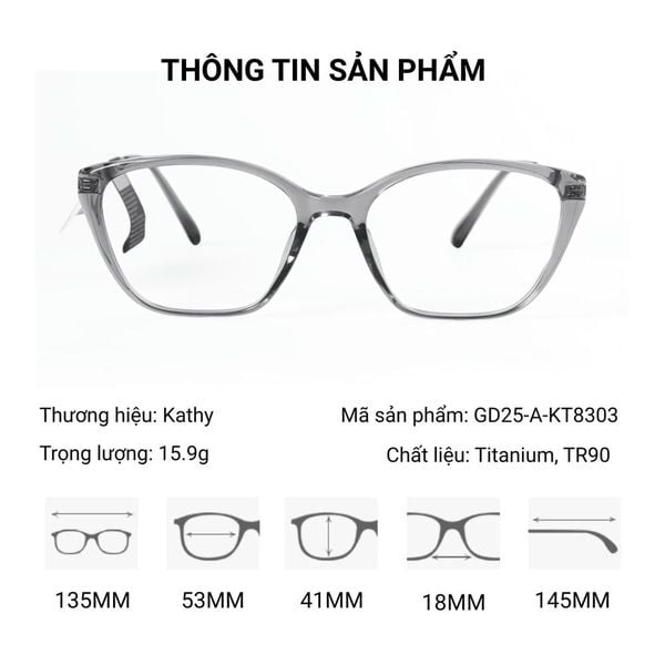 Gọng Kính Mắt Mèo Kathy GD25-A-KT8303  – Chính Hãng