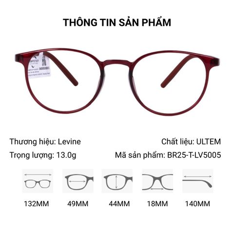  Levine BR25-T-LV5005 – Gọng Kính Tròn Chính Hãng 