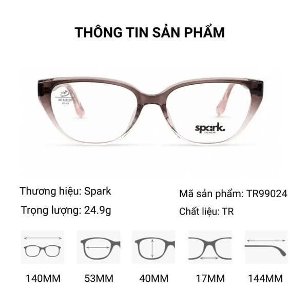  Spark TR99024 – Gọng Kính Mắt Mèo Siêu Nhẹ 
