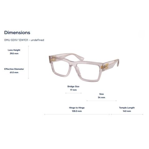  Miu Miu 0MU 02XV Gọng Kính Chữ Nhật – Tem Chính Hãng Luxottica 
