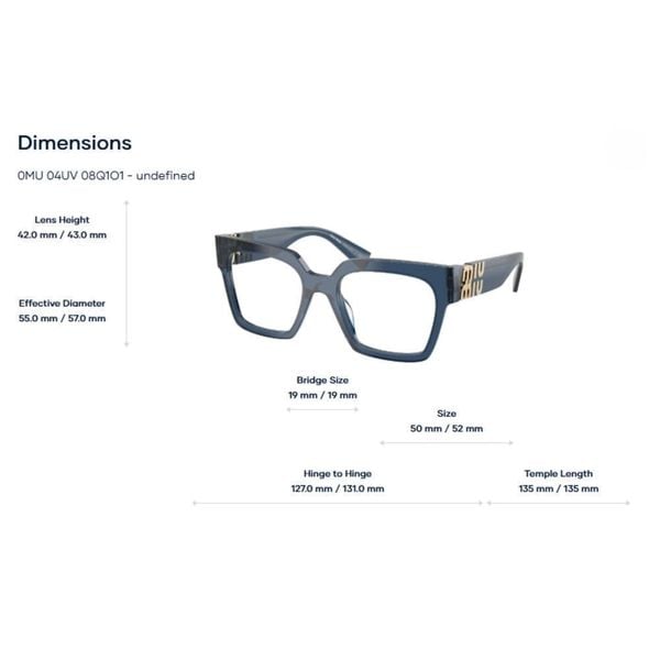 Gọng Kính Miu Miu 0MU 04UV – Tem Chính Hãng Luxottica