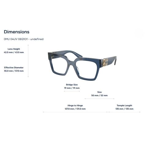  Gọng Kính Miu Miu 0MU 04UV – Tem Chính Hãng Luxottica 