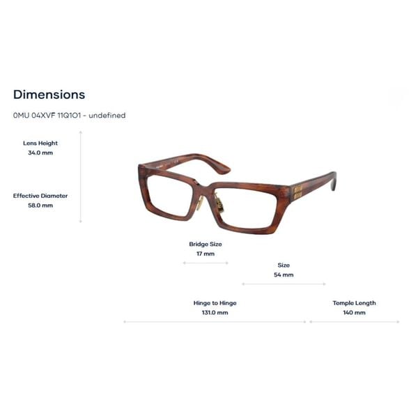 Gọng Kính Miu Miu 0MU 04XVF – Tem Chính Hãng Luxottica