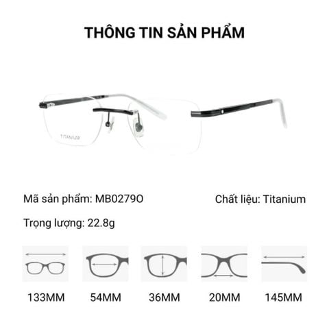  Gọng Kính Khoan Titanium MB0279O - Bản Đẹp Nhất Thị Trường 